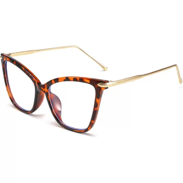 FEISEDY Oversized Cat Eye Glasses Frame with Clear Lenses Eyewear for Women B2460Leopard