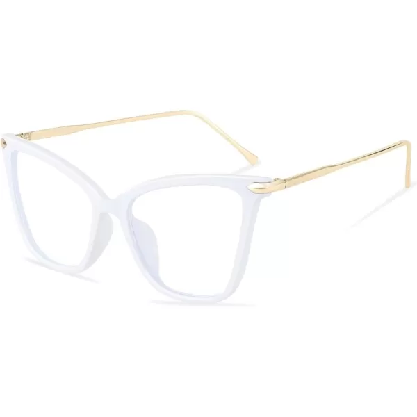 FEISEDY Oversized Cat Eye Glasses Frame with Clear Lenses Eyewear for Women B2460White