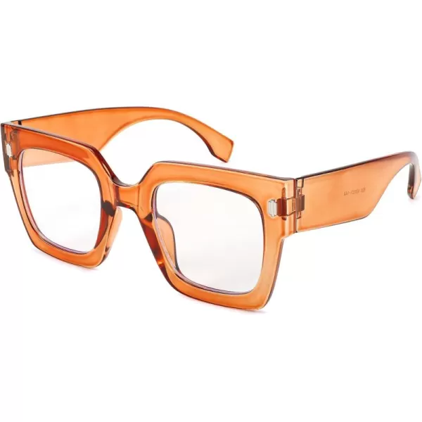 FEISEDY Oversized Square Blue Light Blocking Glasses Vintage Womens Luxury Big Fashion Eyewear B9100Yellow 001