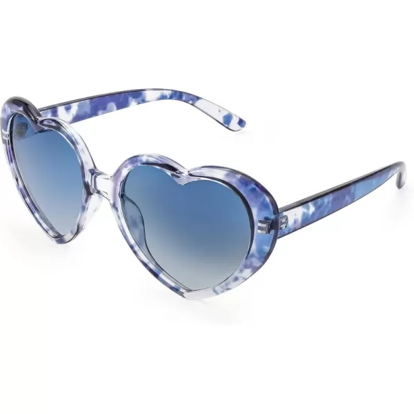 FEISEDY Polarized Heart Shaped Sunglasses Oversized Vintage Fashion Love Eyeglasses for Women UV400 B2337Blue Tortoiseshell Frame  Gradual Blue Lens