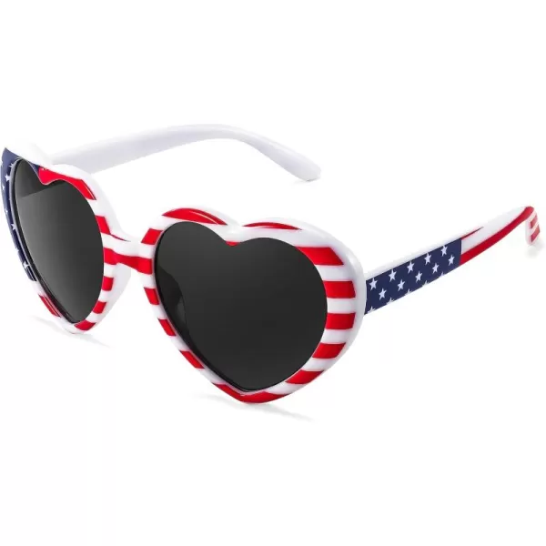 FEISEDY Polarized Heart Shaped Sunglasses Oversized Vintage Fashion Love Eyeglasses for Women UV400 B2337Flag
