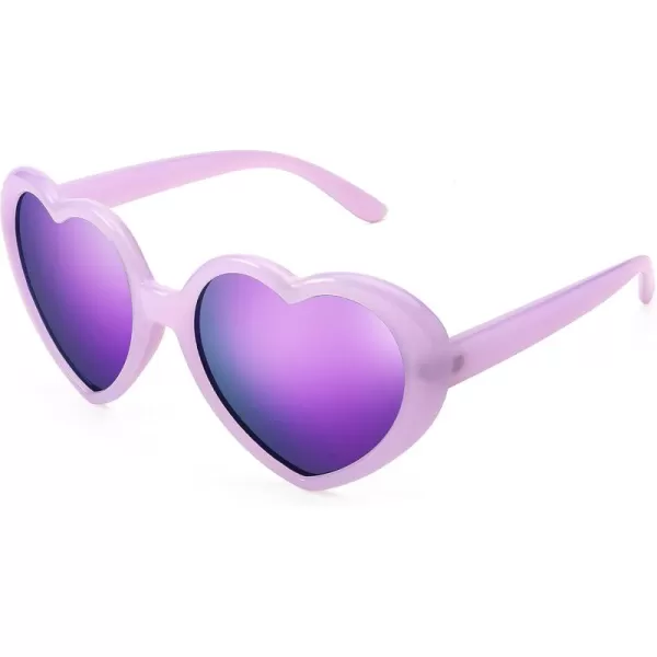 FEISEDY Polarized Heart Shaped Sunglasses Oversized Vintage Fashion Love Eyeglasses for Women UV400 B2337Purple Frame  Mirror Purple Lens