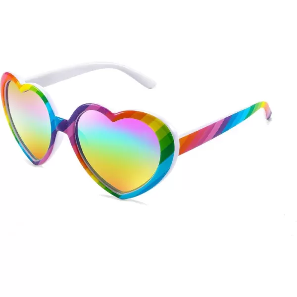 FEISEDY Polarized Heart Shaped Sunglasses Oversized Vintage Fashion Love Eyeglasses for Women UV400 B2337Rainbow1