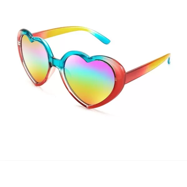 FEISEDY Polarized Heart Shaped Sunglasses Oversized Vintage Fashion Love Eyeglasses for Women UV400 B2337Rainbow2