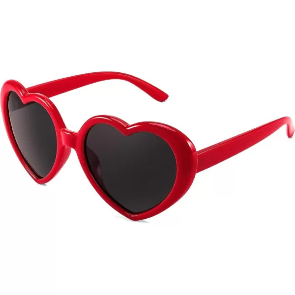 FEISEDY Polarized Heart Shaped Sunglasses Oversized Vintage Fashion Love Eyeglasses for Women UV400 B2337Red