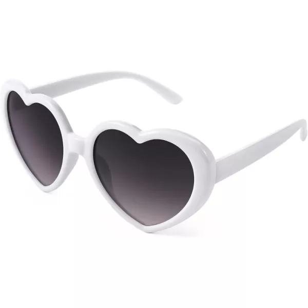 FEISEDY Polarized Heart Shaped Sunglasses Oversized Vintage Fashion Love Eyeglasses for Women UV400 B2337White Frame  Grey Lens