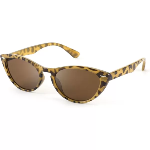 FEISEDY Retro Cat Eye Sunglasses Women Men Vintage Small Cateye UV400 Sunglasses B2617Brown Leapard