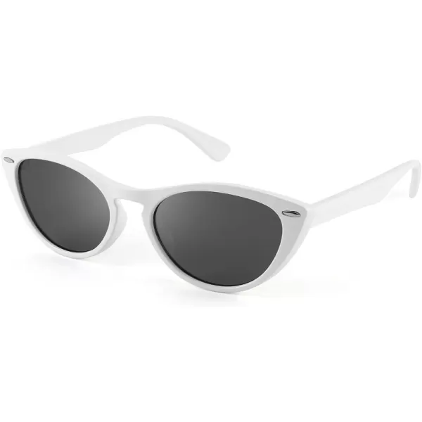 FEISEDY Retro Cat Eye Sunglasses Women Men Vintage Small Cateye UV400 Sunglasses B2617White