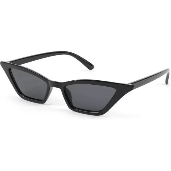 FEISEDY Small Cat Eye Sunglasses Vintage Square Shade Women Eyewear B2291Black  Grey Lens