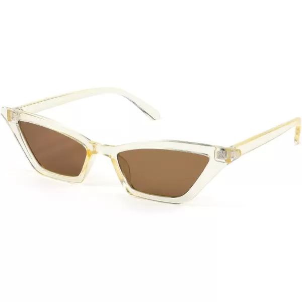 FEISEDY Small Cat Eye Sunglasses Vintage Square Shade Women Eyewear B2291Champagne  Tea Lens