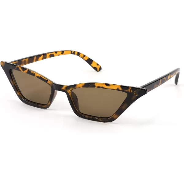FEISEDY Small Cat Eye Sunglasses Vintage Square Shade Women Eyewear B2291Leopard  Tea Lens