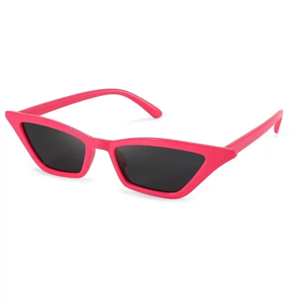 FEISEDY Small Cat Eye Sunglasses Vintage Square Shade Women Eyewear B2291Rose Red  Grey Lens