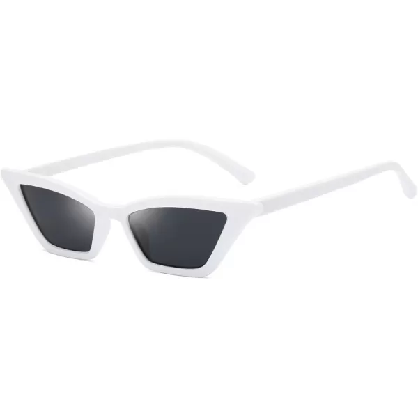 FEISEDY Small Cat Eye Sunglasses Vintage Square Shade Women Eyewear B2291White  Grey Lens