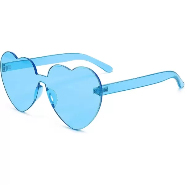 FEISEDY Thick Heart Sunglasses Rimless Heart Shaped Sun Glasses Women Fashion Love Glasses B2419Blue