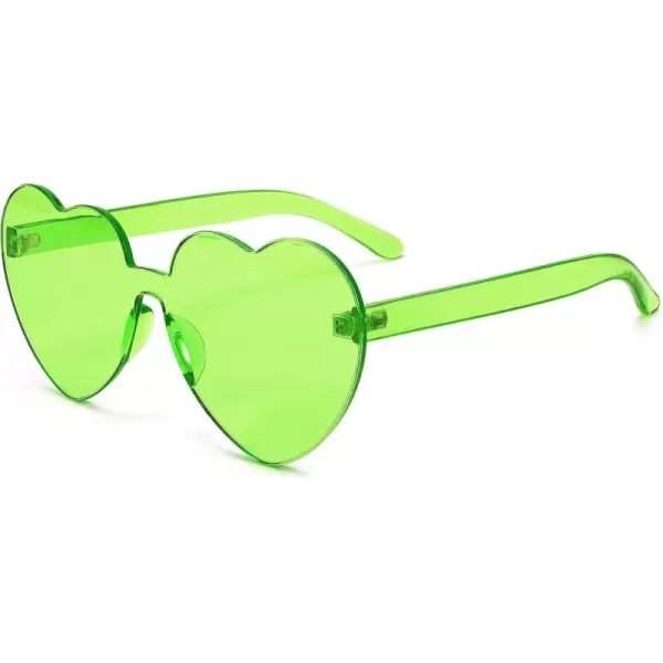 FEISEDY Thick Heart Sunglasses Rimless Heart Shaped Sun Glasses Women Fashion Love Glasses B2419Fluorescent Green