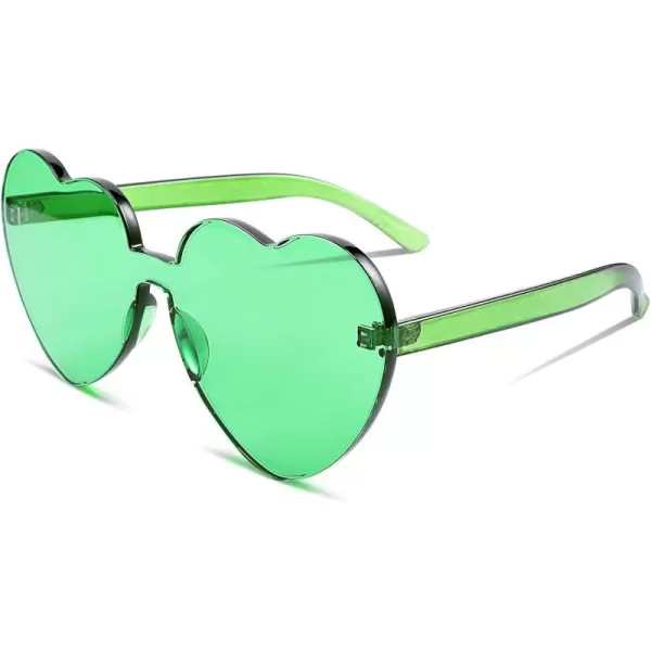 FEISEDY Thick Heart Sunglasses Rimless Heart Shaped Sun Glasses Women Fashion Love Glasses B2419Green