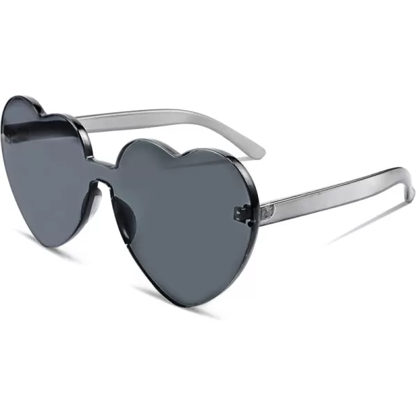 FEISEDY Thick Heart Sunglasses Rimless Heart Shaped Sun Glasses Women Fashion Love Glasses B2419Grey