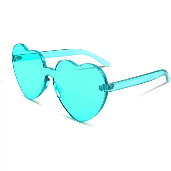 FEISEDY Thick Heart Sunglasses Rimless Heart Shaped Sun Glasses Women Fashion Love Glasses B2419Lake Blue
