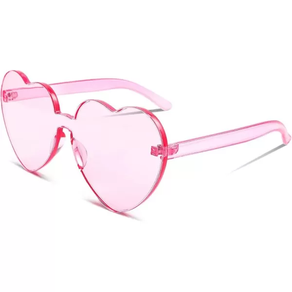 FEISEDY Thick Heart Sunglasses Rimless Heart Shaped Sun Glasses Women Fashion Love Glasses B2419Pink
