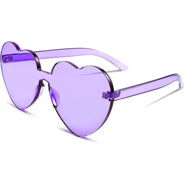 FEISEDY Thick Heart Sunglasses Rimless Heart Shaped Sun Glasses Women Fashion Love Glasses B2419Purple