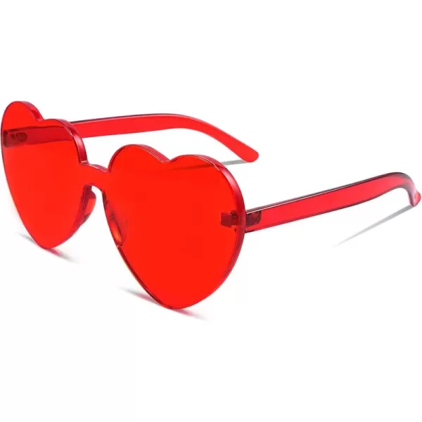 FEISEDY Thick Heart Sunglasses Rimless Heart Shaped Sun Glasses Women Fashion Love Glasses B2419Red