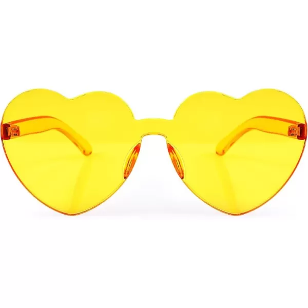 FEISEDY Thick Heart Sunglasses Rimless Heart Shaped Sun Glasses Women Fashion Love Glasses B2419Yellow