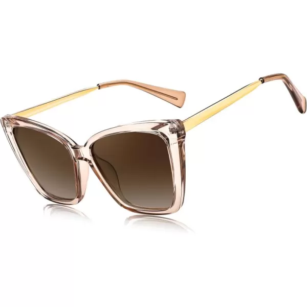 FEISEDY Trendy Polarized Women Sunglasses Retro Womens Square Cat Eye Sun Glasses B4134Champagne