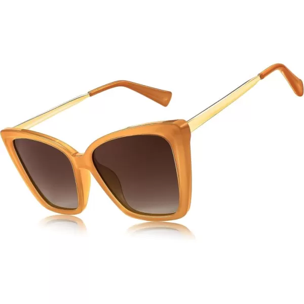 FEISEDY Trendy Polarized Women Sunglasses Retro Womens Square Cat Eye Sun Glasses B4134Milky Orange