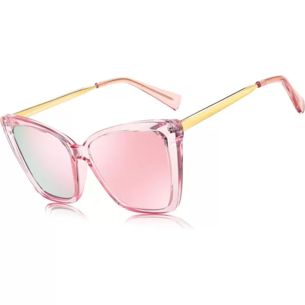FEISEDY Trendy Polarized Women Sunglasses Retro Womens Square Cat Eye Sun Glasses B4134Pink