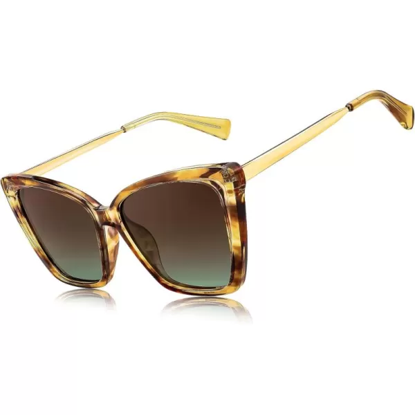 FEISEDY Trendy Polarized Women Sunglasses Retro Womens Square Cat Eye Sun Glasses B4134Yellow Leopard