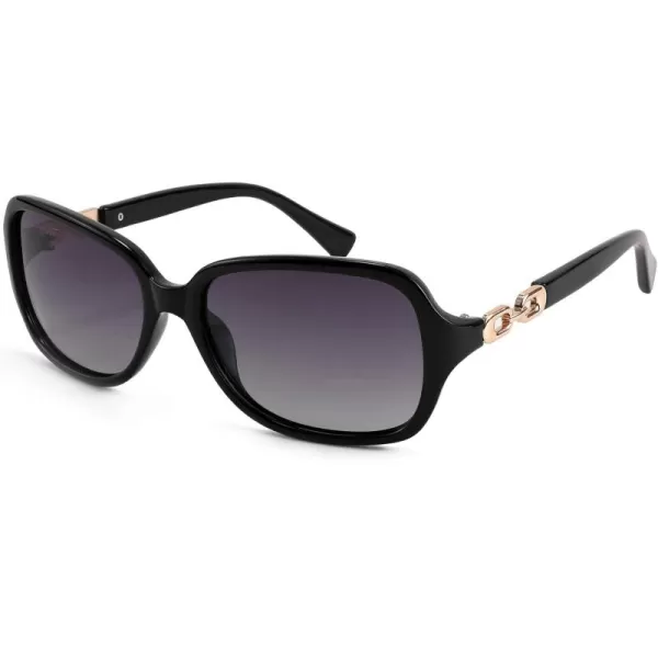 FEISEDY Vintage Square Polarized Sunglasses for Women UV400 Travel Driving Fashion Arcuate Sunglasses B2526Black