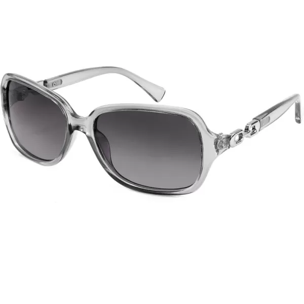FEISEDY Vintage Square Polarized Sunglasses for Women UV400 Travel Driving Fashion Arcuate Sunglasses B2526Clear Gray Frame Gradual Grey Lenses