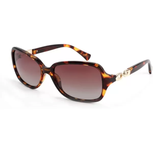 FEISEDY Vintage Square Polarized Sunglasses for Women UV400 Travel Driving Fashion Arcuate Sunglasses B2526Leopard