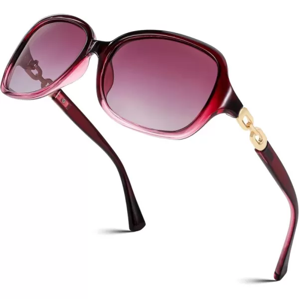 FEISEDY Vintage Square Polarized Sunglasses for Women UV400 Travel Driving Fashion Arcuate Sunglasses B2526Purple Frame  Gradual Purple Lens