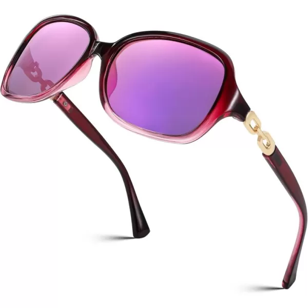 FEISEDY Vintage Square Polarized Sunglasses for Women UV400 Travel Driving Fashion Arcuate Sunglasses B2526Purple Frame  Purple Mirror Lens