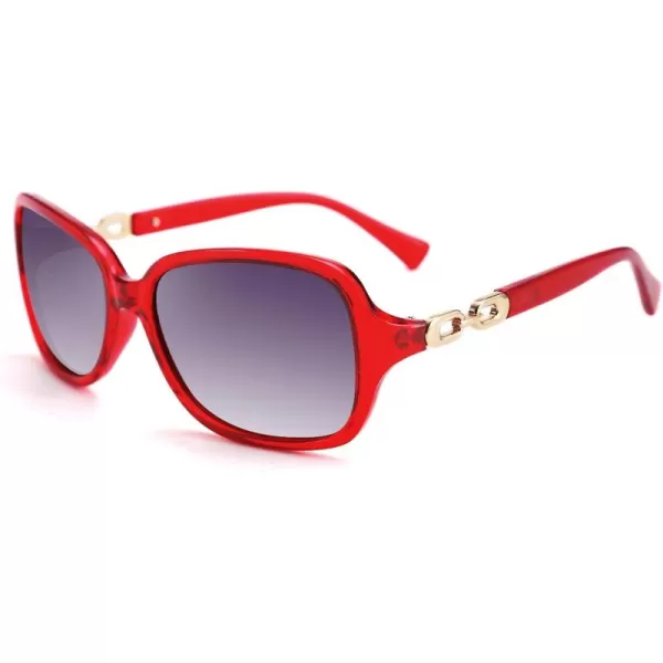 FEISEDY Vintage Square Polarized Sunglasses for Women UV400 Travel Driving Fashion Arcuate Sunglasses B2526Wine Red