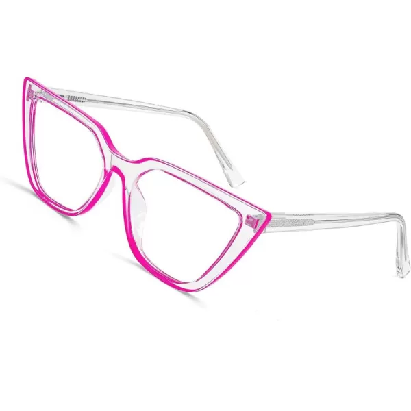 FEISEDY Women Cat Eye Blue Light Blocking Glasse Frame Fake Nerd Clear Square Computer Eyewear Anti Eyestrain B2353Rose Red