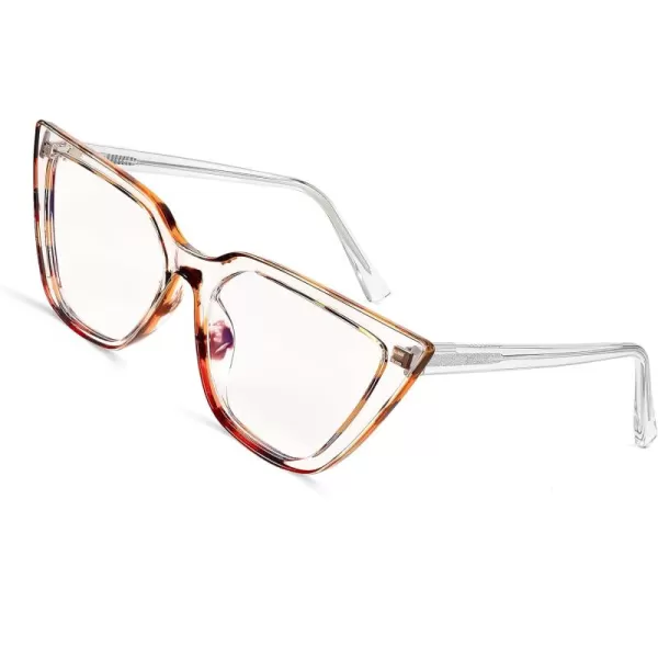 FEISEDY Women Cat Eye Blue Light Blocking Glasse Frame Fake Nerd Clear Square Computer Eyewear Anti Eyestrain B2353Transparent Leopard