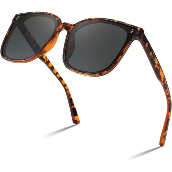 FEISEDY Women Oversized Vintage Polarized Sunglasses Square Cute Trendy Classic Simple Men B2758006 Leopard Frame  Grey Lens