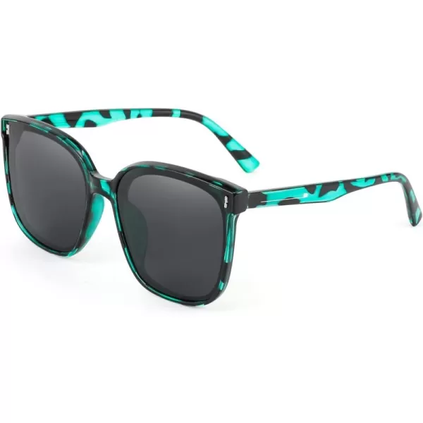 FEISEDY Women Oversized Vintage Polarized Sunglasses Square Cute Trendy Classic Simple Men B2758Green Leopard