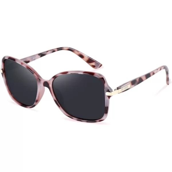 FEISEDY Womens Polarized Sunglasses Trendy Elegant Colored Frame for Ladies UV400 Protection B2760Grey Tortoise Frame  Grey Lens