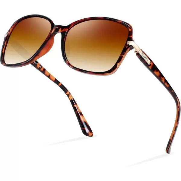 FEISEDY Womens Polarized Sunglasses Trendy Elegant Colored Frame for Ladies UV400 Protection B2760Leopard Frame  Gradual Tea Lens