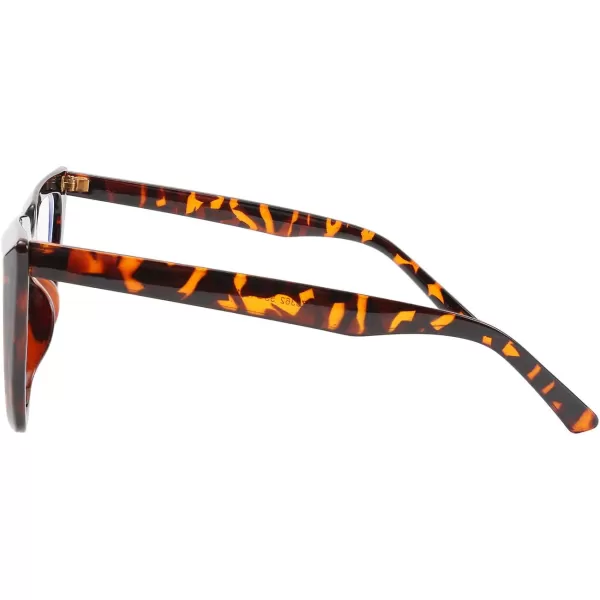 FEISEDY 2 PACK CHIC Cateye Blue Light Blocking Eyewear with Clear Lenses Large Frame Women B2619F2Leopardgrey