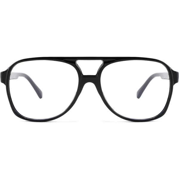FEISEDY 70s Aviator Glasses Frame Blue Light Blocking Glasses Oversized Square Computer Glasses Women Men B2888Black Frame