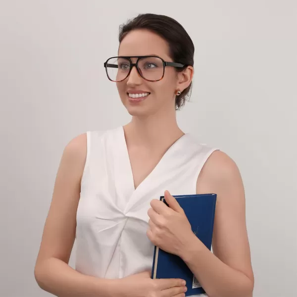 FEISEDY 70s Aviator Glasses Frame Blue Light Blocking Glasses Oversized Square Computer Glasses Women Men B2888Blackleopard Frame