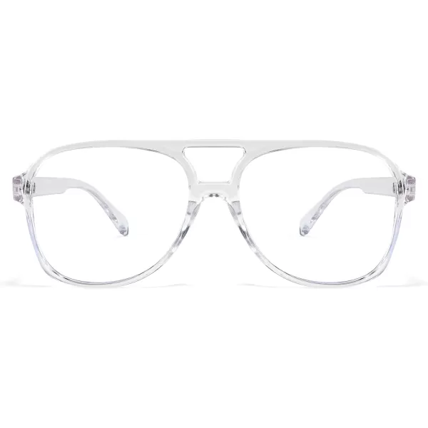 FEISEDY 70s Aviator Glasses Frame Blue Light Blocking Glasses Oversized Square Computer Glasses Women Men B2888Transparent Frame