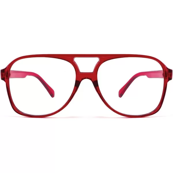 FEISEDY 70s Aviator Glasses Frame Blue Light Blocking Glasses Oversized Square Computer Glasses Women Men B2888Wine Frame