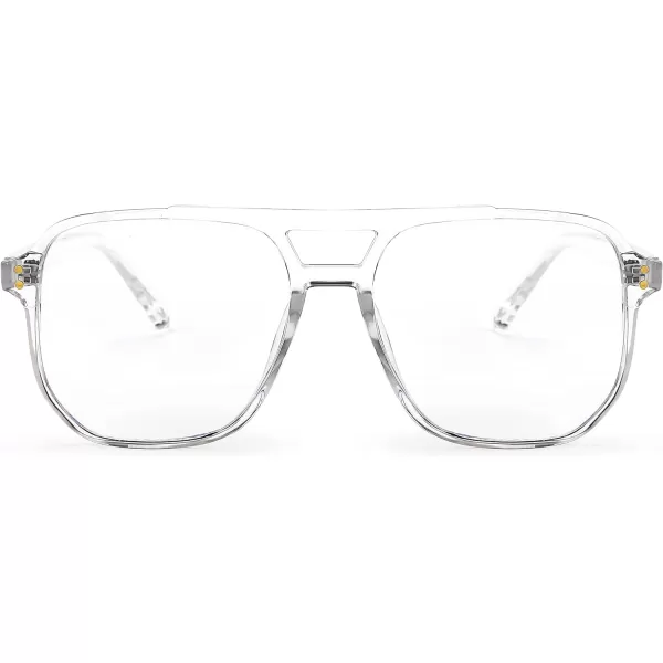 FEISEDY Blue Light Blocking Glasses Fake Nerd Clear Square Computer Lightweight Pilot Glasses Frame Oversized B2866Transparent Frame