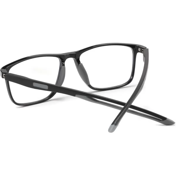 FEISEDY Blue Light Glasses for Women Men TR90 Sports UltraLight Glasses Anti Glare UV Protection B0109Bright Black Frame  Grey Legs