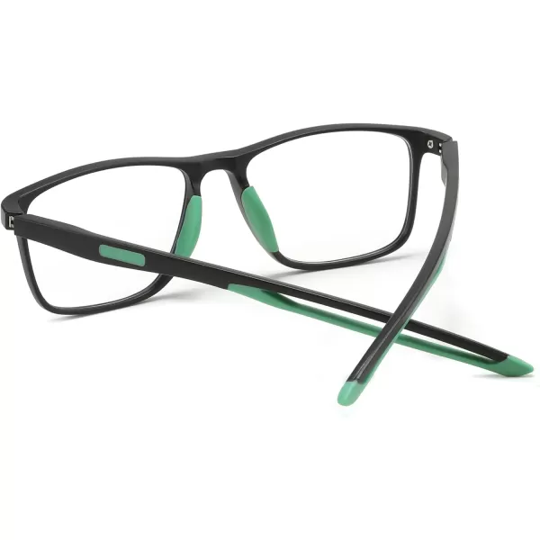 FEISEDY Blue Light Glasses for Women Men TR90 Sports UltraLight Glasses Anti Glare UV Protection B0109Sand Black Frame  Green Legs